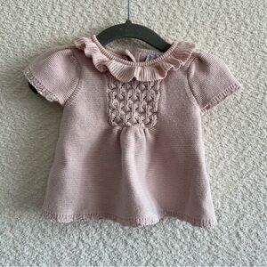 Janie And Jack‎ Pointelle Short Sleeve Sweater English Rose Baby Size 3-6 Months